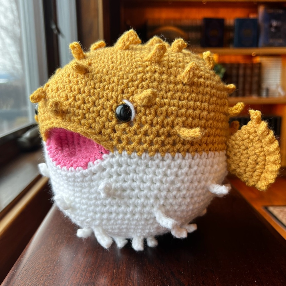 Hand Crocheted Ziggy the Puffer Fish Stuffed Animal Plushie! - Picture 1 of 13